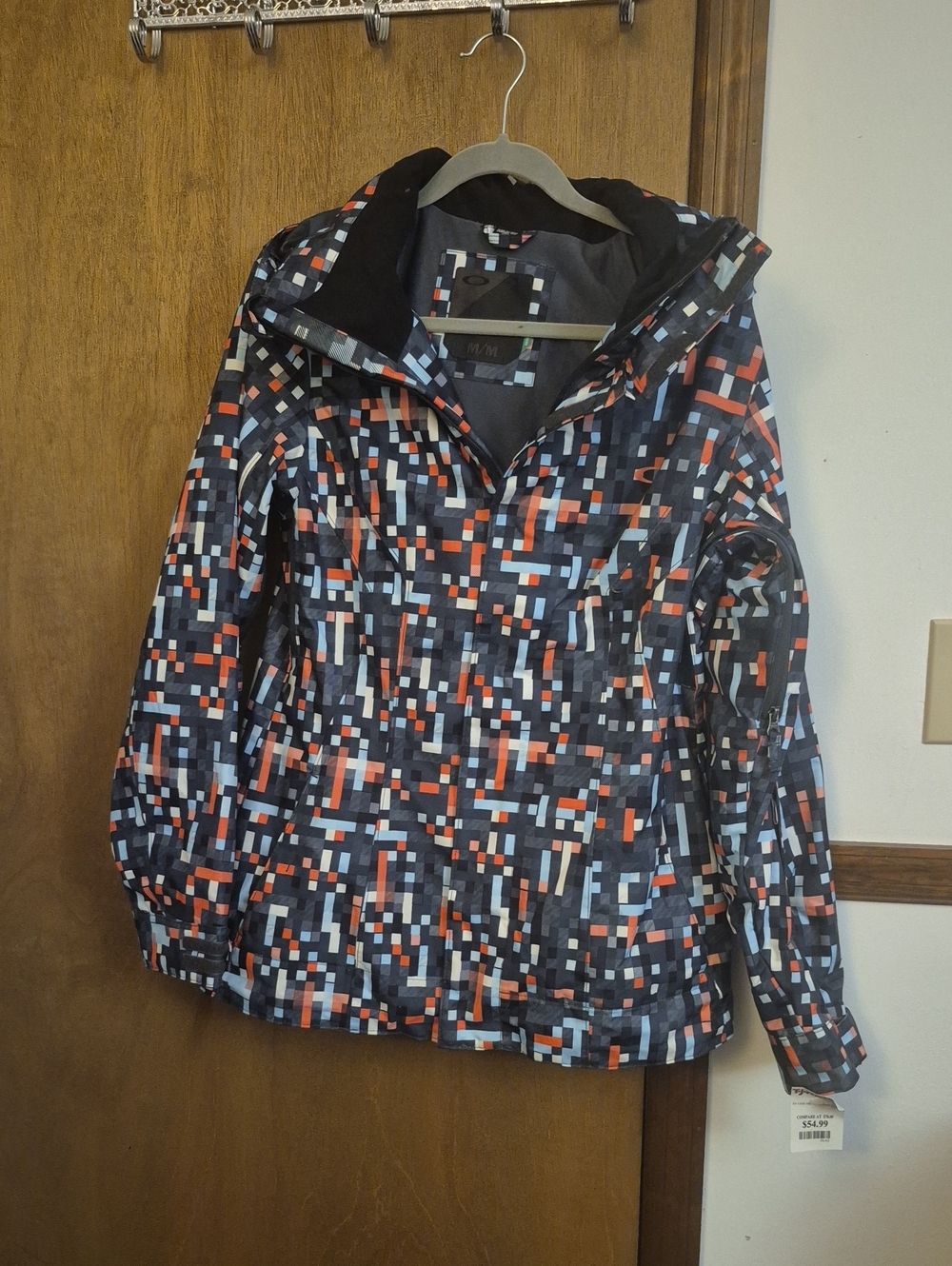 womens geometric Print sku jacket - Black/Red/Light Blue